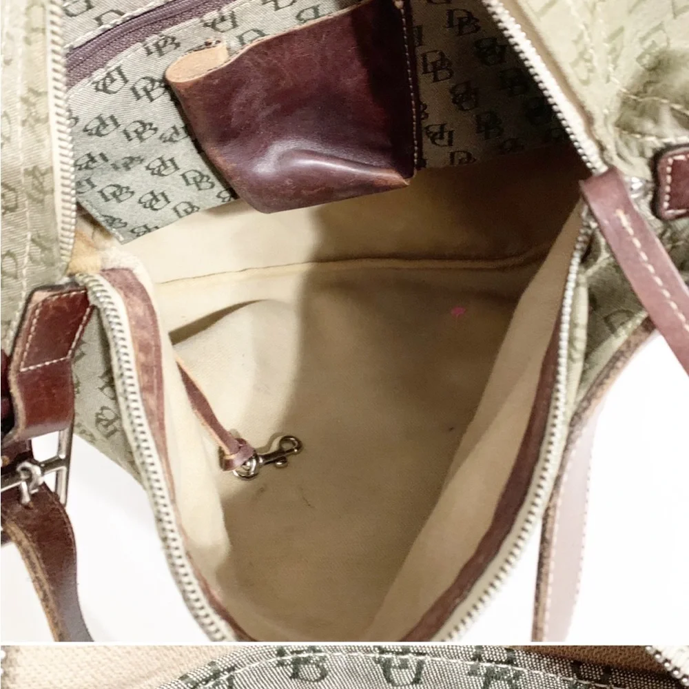 Dooney and Bourke Shoulder Bag Signature Canvas with Leather Accents Zip Closure